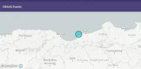 تسجيل هزة أرضية بشدة;3.8 درجات على سلم ريشتر شمال العوانة ولاية جيجل